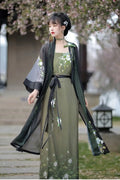 Olivegirl Song Dynasty Hanfu Summer Women's Clothing 2026 Embroidered Flower Coat Changgan Temple Strap Vest Spinning Skirt