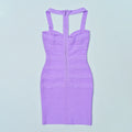 Women Summer Party Purple Bandage Dress Mini Halter Sexy Girl Evening Dress Elegant One Piece Vestidos Fee Shipping
