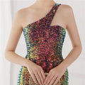 High Quality Women Design Maxi Dress Sexy One Shoulder Sequin Evening Dress Party Night Elegant Long Prom Dress Vestidos