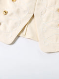 Chic Two Piece Sets for Women Tassel Epaulet Embroidered Hook and Eye Placket Cropped Jacket Mini Skirt for Party