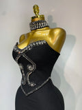 High Quality Strapless Beading With Necklace Bandage Dress  Celebrity Elegant  Evening Party Fancy Club Birthday Dresses