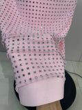 Elegant Evening Party Prom Gown Birthday Dress Women Shining Rhinestones Sexy White/Pink Mesh Halter Bodycon Long Bandage Dress