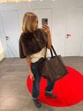 Elegant Fur Shawl Skirt Women's Suit Fashionable Solid Loose Shawl Fitted Fur-Lined Midi Skirt Set Autumn Winter Female