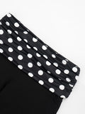 Patchwork 2-Piece Set Women Backless Halter Low-Neck Vest+Folds Elastic Waist Short Fashion Polka Dot Print Suits