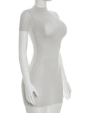 Wild See Through Dress Women Hottie Fashion Short Sleeve Stretch Skinny Coquette Midnight Street Party Club Bodycon