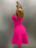 Women Black Sexy Off the Shoulder Shinning Crystal Bodycon Bandage Long Dress Gloves Elegance Celebrate Evening Party Dress