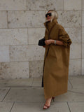 Solid Stand Collar Full Sleeve Oversized Windbreaker Women Single Breasted Lace Up Long Trench Coat Lady Autumn Casual Jacket