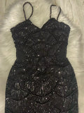 New Black Color Women Sleeveless Sexy Beading Strap Bodycon Long Dress Shinning Sequins Celebrate Elegant Evening Party Dress