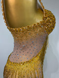 Women Luxury Prom Gowns Sparkly Rhinestones Tassel Mesh Maxi Long Luxury Birthday Celebrity Sexy Evening Club Party Dresses