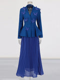 Elegant Blazer Pleated Skirt Sets Women Bow Single Breasted Back Lace Up Jacket Coats Mini Skirts Two Piece Set 2026 Lady