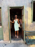 Women Mint Green Halter Bodycon Mini Dress Chic Sleeveless V Neck Backless Party Summer Beach Vacation Cocktail Evening Outfit