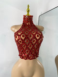 Sparkly Diamonds Mesh Sexy Transparent Tops Women Luxury Party Celebrate Bithday Stage Wear Nightclub Performance Costume