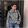 Women Chic Zebra Print Faux Fur Cropped Jacket Lapel Collar Single Breasted Warm Short Coat Autumn Winter Fashion Street Jackets