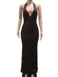 Sexy backless long party dresses for woman summer sequin club birthday dress women elegant cocktail evening prom dresses vestido