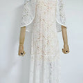 2026 New Banquet Evening Party Standing Collar Shawl Elegant Slimming Yellow Lace Dress Fashion Long Dress for Women