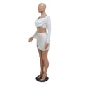 Sexy Women Sexy Top Bodycon Skirt Ruched 2 Piece Mini Dress Rhinestone Pearl Beading Summer Club Party Dress Sets Vestido