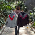 Women Bandana Print Blazer Jacket Triangle Scarf Tassel Fringe Back Loose Suit Coat 2026 Fashion Casual Office Lady Chic Jacket