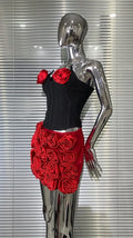 Women's Red Corsage Tube Top + Bud Skirt Set Glam Luxury Fashion Hot Party Evening Performance Dress Robe Femme Chic Et Élégante