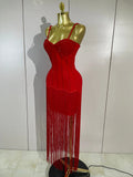 Elegant Prom  Evening Party Luxury Birthday Wedding Guest Dresses Women Sexy Shiny Crystals Tassel Bodycon Long Bandage Dress