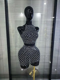 Big Crystal Women Sexy Off the Shoulder Hollow Out Bodycon Mini Dress Nightclub Party Celebrate Birthday Cocktail Clothing
