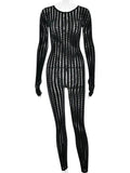 Sexy See Through Jumpsuit Women Coquette o-Neck Full Sleeve Stretch Hipster Skinny Fit 2026 Spring Clubwear Overalls