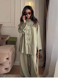 Collection Of Versatile Linen Midi Sets Square Neck Relaxed Fit Casual Day Wear Fashion Daily Linen Pants Women Summer 2026