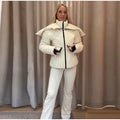 Ski Parkas Coat Jacket Women Zipper Belts Thicken 2025 Winter Skiing Cotton Lapel Snow Female Skiwear Outdoor Street Outwear Top