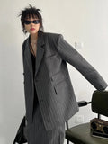 Temperament Two Piece Sets For Women Notched Collar Long Sleeve Spliced Button Blazer Straight Skirts Female New