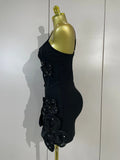 Luxury Party Prom Gown Birthday Wedding Guest Dresses Elegant Chic 3D Beaded Flower Spaghetti Strap Short Bodycon Bandage Dress