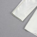 Elegant Beaded pearls blazer pants set Suits women flower white slim blazer +Sexy Mesh See Through sequin Trousers two-piece set