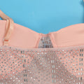 Sexy Rhinestone Bodycon Ruched Puff Suspenders Dresses Women Sheer Mesh Birthday Party Night Clubwear Summer Dresses Robes