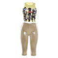 High Street Style 2 Piece Set Woman Mic Print o-Neck Tops+Reflection Design Skinny Peach Hip Shorts Sexy Fashion Suit