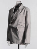 Temperament Two Piece Sets For Women Notched Collar Long Sleeve Spliced Button Blazer Straight Skirts Female New