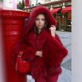 Women Fur Coat Women 2025 Plush Red Bomber Jacket Solid Crop Long Sleeve Jacket Warm Winter Coats Female Casual Coats