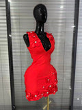 Women Sexy Sleeveless V-Neck Florals Bodycon Mini Bandage Dress Celebrate Cocktail Celebrity Red Carpet Birthday Outfit