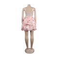 Sexy Rhinestone Bodycon Ruched Puff Suspenders Dresses Women Sheer Mesh Birthday Party Night Clubwear Summer Dresses Robes