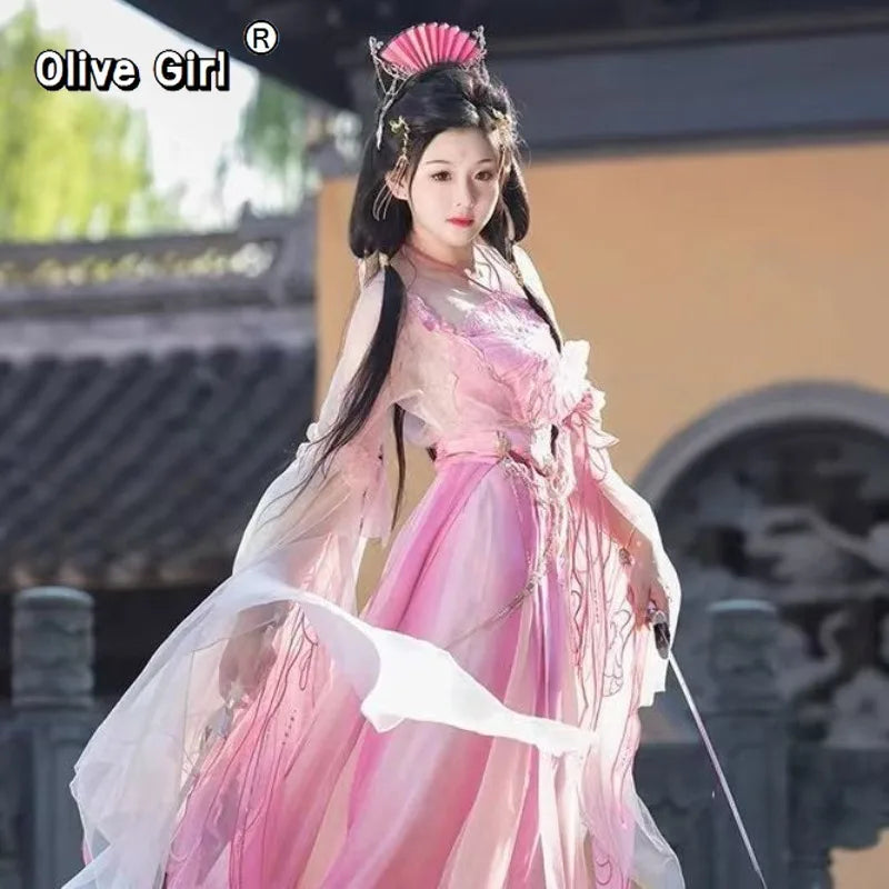 Olive Girl Hanfu Dress 2026 S-XL XS-3XL Plus Size Hanfu Chinese Dress Traditional Chinese Clothing Chinese Heritage Fashion Women