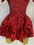 Sparkly Sequins Bodysuit Short Dress Women Sexy Nightclub Dancer DJ Stage Performance Wear Luxury Birthday Party Festival Outfit