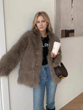 Beige Fluffy Faux Fur Jacket Women Long Sleeve Open Front Warm Cozy Coat Fall Winter Party Daily Streetwear Trendy Outerwear New