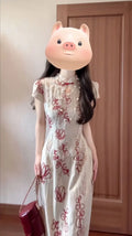 Olive Girl Red Embroidered Qipao for Garden Wedding 2026 Fairycore Photoshoot Everyday Wear S-XXL XS-3XL Plus Size Hand Embroidered Romantic Garden Party Editorial Not Costume Qipao Cheongsam Chinese Dress Chinese Heritage Fashion Women