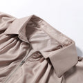 Casual Loose Coats Pants Set Women Full Sleeve Lapel Zippers Solid Coat Long Straight Pleated Pant Sets 2026 Autumn Lady Suit