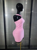 Rosered Black Women Sexy Halter Off the Shoulder Bodycon Mini Bandage Dress Nightclub Party Celebrate Birthday Cocktail Outfit