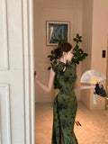 Olive Girl Red Embroidered Qipao for Garden Wedding 2026 Fairycore Photoshoot Everyday Wear S-XL XS-3XL Plus Size Hand Embroidered Romantic Garden Party Editorial Not Costume Qipao Cheongsam Chinese Dress Chinese Heritage Fashion Women