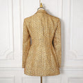 Chic Luxurious Tweed Blazer for Wommen Noched Collar Long Sleeve Patcfhwork Double Breasted Elegant Formal Coat Female New