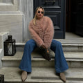 Winter Sweet Pink Cropped Faux Fur Coat Women Streetwear Ins Chic Girls Fluffy Fox Fur Jacket Female