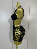 Sexy Black Halter Neck Perspective Hollow Mini Dresses 2026 Women Summer Backless Nightclub Party Evening Club Performance Dress