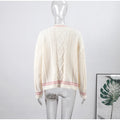 Printed V-neck Knit Cardigan Women Fashion Color Blocked Single Breasted Full Sleeve Sweater Cardigan Female Fall Chic Knitwear