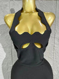 Women Halter Neck Sexy Cut Out Backless Bandage Long Dress Celebrity Elegant Evening Party Luxury Birthday Nightclub Dress