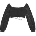Sexy 2 Pieces Set Skirt Long Sleeve Off‑Shoulder Lace‑Up Crop Top and Mini Skirt Matching Sets Party Club Nightout Dresses
