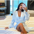 Elegant Asymmetric Cascading Ruffles Mini Dress Women Loose Solid V-neck Full Sleeve Button Summer Dresses  Lady Robes New